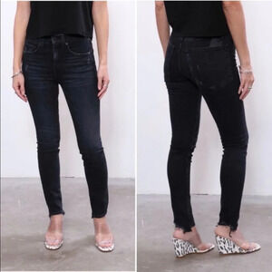 Nili Lotan Mid Rise Distressed Jeans Black Women's 24 Skinny